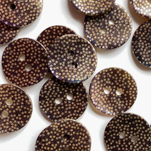 Aubergine Shell with Gold Metallic Dots